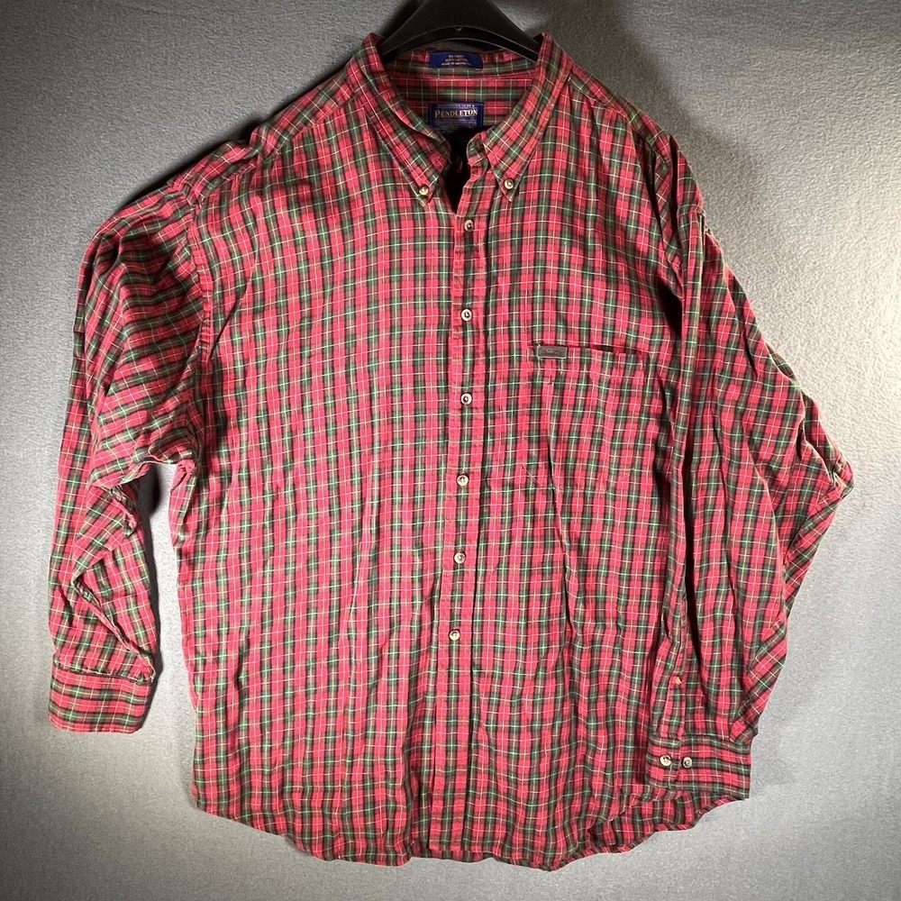 Pendleton Flannel XXL Red Green Christmas Holiday Button Up Cotton VTG READ